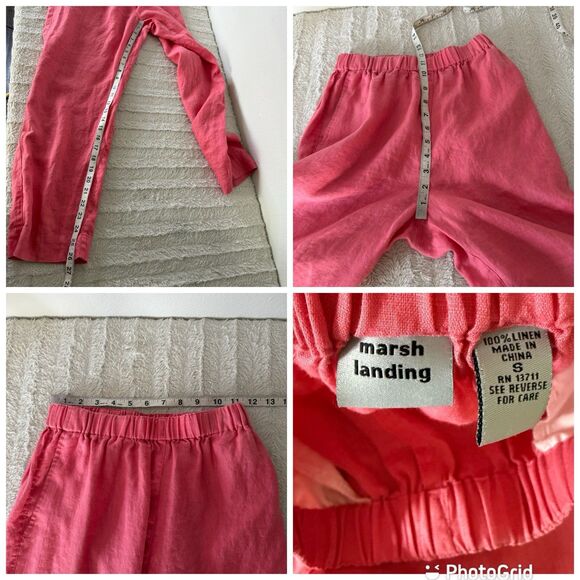 Marsh Landing Pink Linen Pull On Pants Lagenlook Beach Casual Women’s Small - Picture 8 of 9
